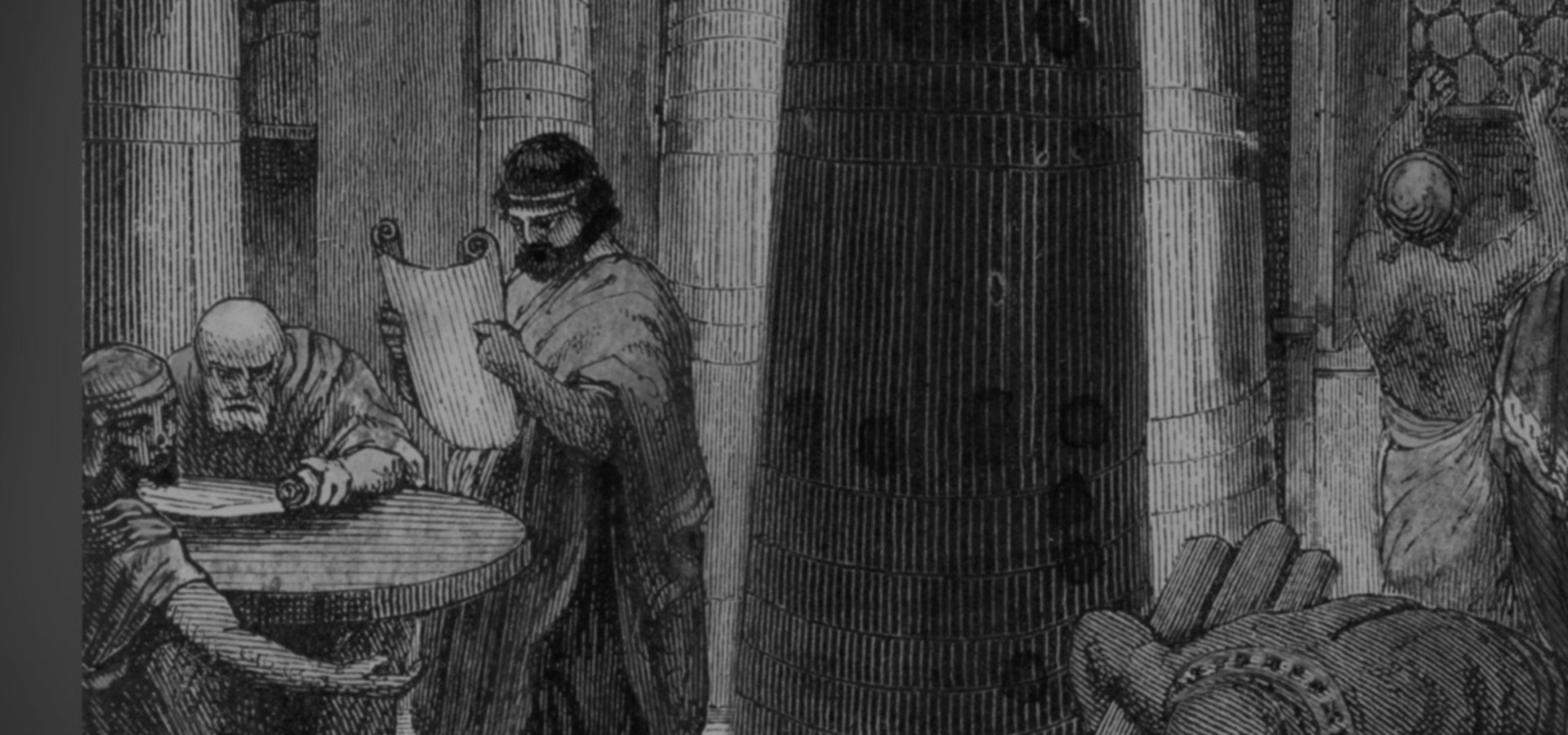 Grande Bibliothèque d'Alexandrie — savants au travail, Égypte antique